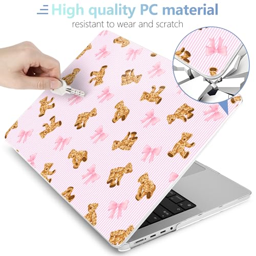 MEEgoodo Compatible with MacBook Pro 14 inch Case (M5/M4/M3/M2/M1) Pro/Max 2026 2025 2024 2023 2021, Case Fit Model A3427/A3426/A3434/A3112/A3401/A3185/A2918/A2992/A2779/A2442, Bear&Cute Ribbon - color: Bear&Cute Ribbon