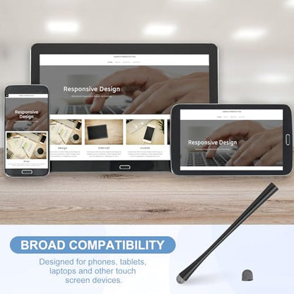 PATIKIL 5 Pcs Slim Waist Stylus Pens for Touch Screens, 2 in 1 High Sensitivity Universal Pen Capacitive Stylus for Phone Tablets Laptop Touch Screen Devices, Black - color: Black