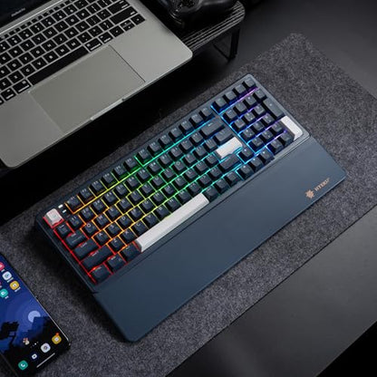 Hexgears Wireless Mechanical Keyboard with Number Pad,Wrist Rest,Gasket Structure,Tri-Mode BT5.0/USB-C/2.4GHz Hot Swappable Keyboard,Creamy Sound,RGB Backlit,Computer Gaming Keyboards(Clicky Switch) - color: Dark Blue-99keys, size: Clicky