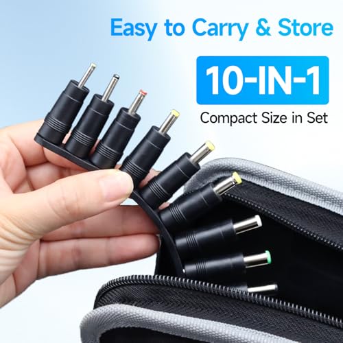 10PCS DC Power Adapter Connector kit with 5.5 x 2.1mm Female Base, 2.5x0.7mm/3.0x1.1mm/3.5x1.35mm/4.0x1.7mm/4.8x1.7mm/5.5x1.7mm/5.5x2.5mm/6.3x3.0mm/6.0x4.4mm/LED Terminal Connector