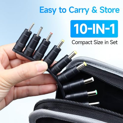 10PCS DC Power Adapter Connector kit with 5.5 x 2.1mm Female Base, 2.5x0.7mm/3.0x1.1mm/3.5x1.35mm/4.0x1.7mm/4.8x1.7mm/5.5x1.7mm/5.5x2.5mm/6.3x3.0mm/6.0x4.4mm/LED Terminal Connector