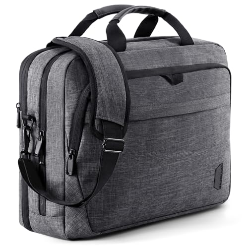 BAGSMART 17.3 Inch Laptop Bag Expandable Computer Bag Briefcase, Dark Grey | Men Women Laptop Shoulder Bag,Work Bag Business Travel Office - color: Dark Grey-17.3 Inch