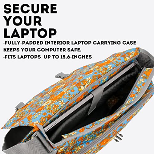 J World New York Thomas Laptop Messenger Bag for Women & Men. Kids Computer Bookbag - color: Retro Bloom