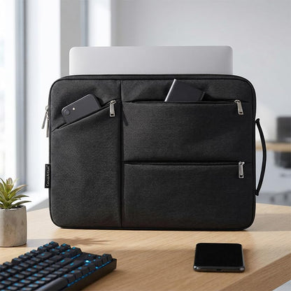 Laptop Case, Water-Resistant Laptop Sleeve Case with Pocket for MateBook, Briefcase Carrying Laptop Cover for 13"-14" - color: Black