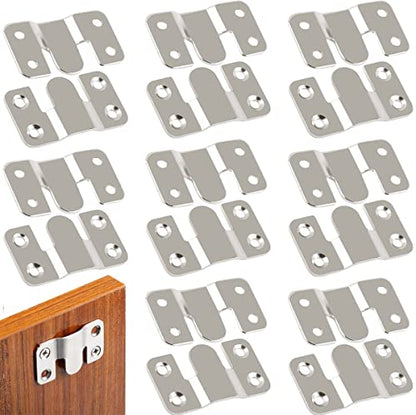 16Pcs Stainless Steel Interlock Hanging Buckle,Flush Concealed Mount Brackets Stainless Steel Z Clip Bracket for Picture Display Art Gallery - color: Iron, size: Large Without Screws