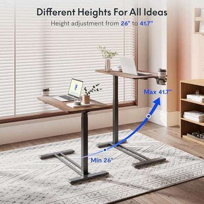 FLEXISPOT Adjustable C Table with Wheels, Mobile Snack Side End Table Sofa Couch Bedside Table Laptop Rolling Cart TV Tray Night Stand for Small Space Side Table(31.5" W x 17.7" D,Rustic Brown) - color: Rustic Brown, size: 32x18