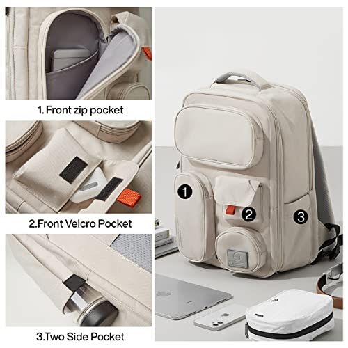 mixi Travel Backpack for Women & Men 15.6'' Laptop Carry On Weekender Bag Outdoor Hiking with Multifunction Pockets 180° Open Water Resistant 18 Inch 22L, Moonlight White - color: Moonlight White