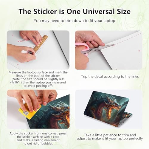Laptop Skin Sticker Decal, Universal Reusable Vinyl Laptop Cover for 12" 13" 13.3" 14" 15" 15.4" 15.6" Notebook PC, Waterproof Scratch-Resistant with 2 Wrist Pads, Easy to Apply & Remove,P Dragon - color: P Dragon