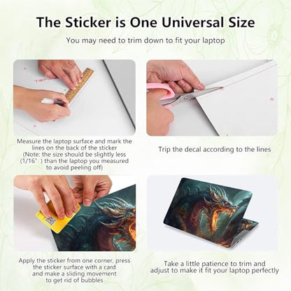Laptop Skin Sticker Decal, Universal Reusable Vinyl Laptop Cover for 12" 13" 13.3" 14" 15" 15.4" 15.6" Notebook PC, Waterproof Scratch-Resistant with 2 Wrist Pads, Easy to Apply & Remove,P Dragon - color: P Dragon