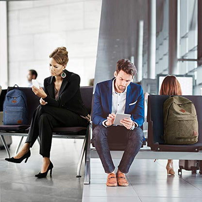 Canvas Laptop Backpack, Durable Rucksack, Travel Bag Fits 15.6 Inch Notebook for Men Women Factory Directly (Blue) - color: Blue