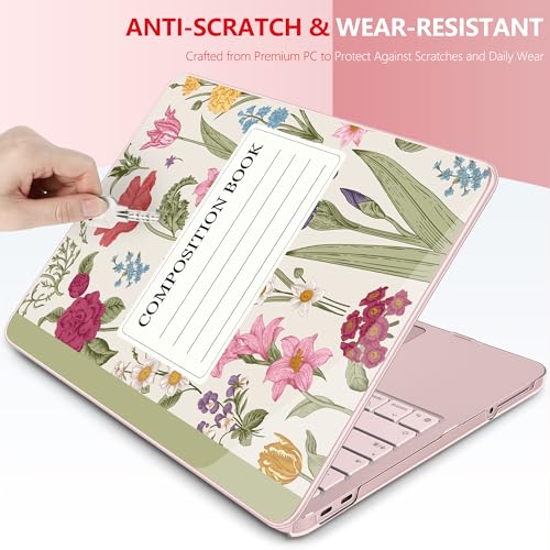 for MacBook Neo 13 Inch Case 2026 (Model A3404, A18 Pro chip), Stylish Pattern Protective Hard Shell with Screen Protector, Keyboard Cover & USB-C Adapter - Blush Composition Book - color: Blush Composition Book