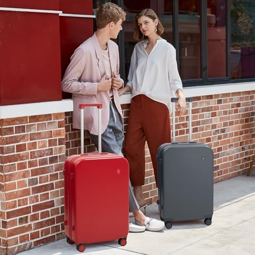 mixi Carry on Luggage, 20'' Suitcase Spinner Wheels Luggage Hardshell Lightweight Rolling Suitcases PC with Cover & TSA Lock for Business Travel, Red - color: Red, size: 20in Carry on