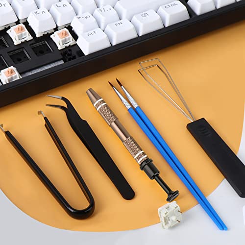 RUNJRX Keyboard Lube Kit with Tweezers,Keycap Puller,Switch Puller,4-Claw Grabber,Lube Pen for Custom Keyboard, Keyboard Lube Tools - style: Lube Kit-B