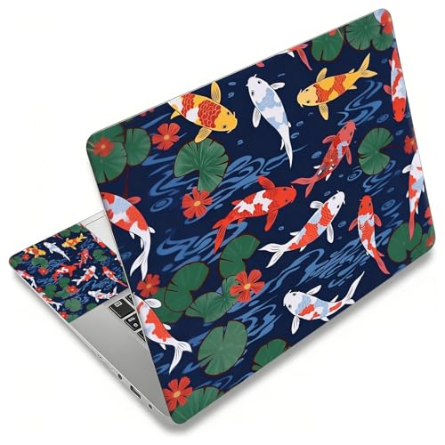 Laptop Skin Sticker Decal, Universal Reusable Vinyl Laptop Cover for 12" 13" 13.3" 14" 15" 15.4" 15.6" Notebook PC, Reusable Waterproof Scratch-Resistant with 2 Wrist Pads,Cute Koi Fishes - color: Cute Koi Fishes