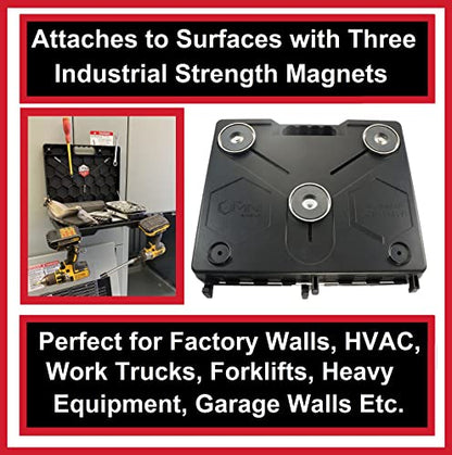 The OmniShelf Portable Workstation, Magnetic Toolbox, Laptop Stand w/ 50 lb Capacity, Hands Free Workstation, Attach to HVAC, Trucks, Walls, Poles etc. (Model # OSO1 - Magnets) - size: 1 Count