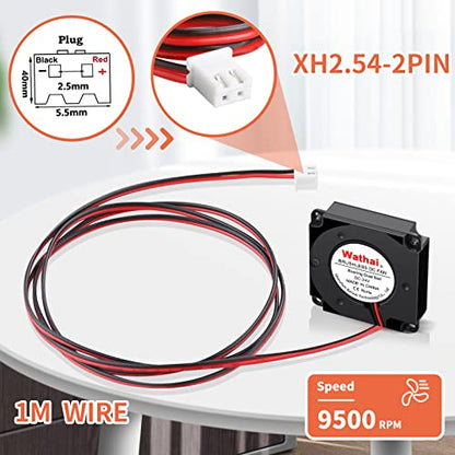 Wathai DC 4010 Blower Fan 24V Duall Ball High Speed with 1000mm/ 3.3 ft Wires 40mm x 10mm 24 Volt DC Brushless Radial Turbo Fans for Ender 3 Fan Upgrade Extruder Hot End Cooling 2 Pack - size: 40x10mm (24V Ball)
