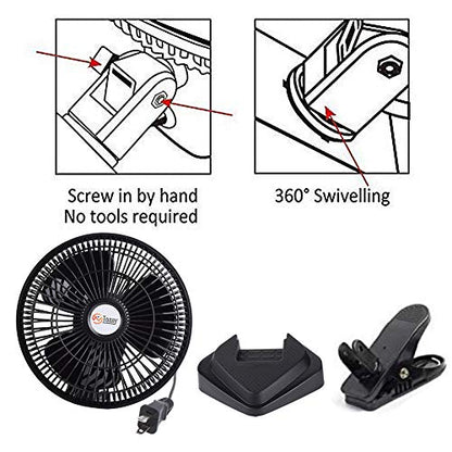 TN TONNY Convertible 6-Inch Desk & Clip on Fan, Two Quiet Speeds, Household Table Clip on Fans AC Personal Desktop Fans with 6 Feet Cord, Ideal for the Home, Office, Dorm, Black