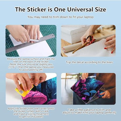 Universal Laptop Skin Sticker with 2 Wrist Pad Skins, Waterproof Scratch Resistant Vinyl Laptop Cover Decal, Cut to Fit for 11–15.6 Inch MacBook HP Dell Lenovo, Magic Mushroom - color: Magic Mushroom