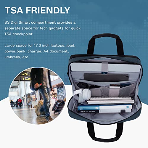 BAGSMART 17.3 Inch Laptop Bag Expandable Computer Briefcase, Dark Blue | Men Women Laptop Shoulder Bag,Work Bag Business Travel Office - color: Dark Blue-17.3 Inch