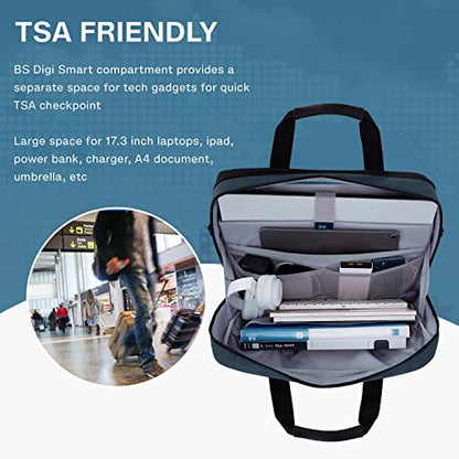 BAGSMART 17.3 Inch Laptop Bag Expandable Computer Briefcase, Dark Blue | Men Women Laptop Shoulder Bag,Work Bag Business Travel Office - color: Dark Blue-17.3 Inch