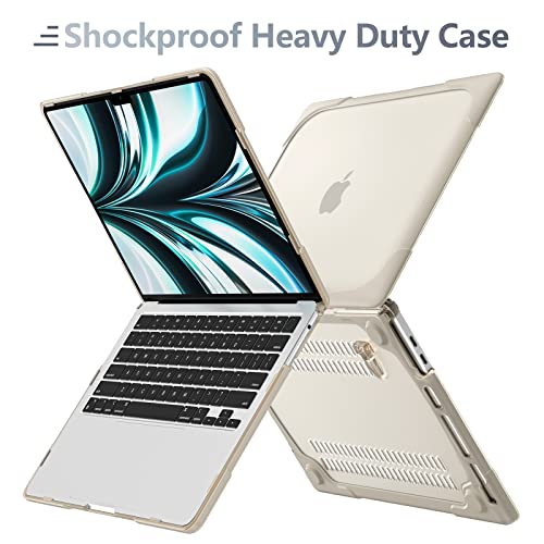 Batianda Heavy Duty Case for MacBook Pro 13 inch 2022 2020, Khaki | Ergonomic Foldable Stand Holds 22 lbs, Shockproof Bumper, Matte Translucent Hard Shell, Fits M1/M2 A2338/A2251/A2289 Model - color: Khaki