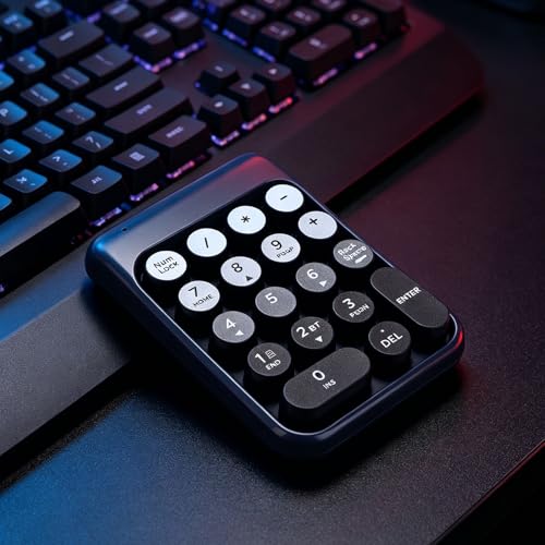 Wireless Numeric Keypad 18 Keys Bluetooth and 2.4G Number Pad with Ergonomic Concave Keycaps and Fade Print for Laptop Desktop Accounting Data Entry Spreadsheets (Black) - color: Black