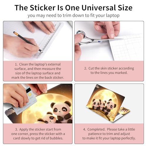 15.6 Inch Laptop Skin Sticker, Reusable Vinyl Cover Protector with 2 Wrist Pad Skins, Removable Waterproof Scratch-Resistant for 12-15.6 Inch Laptop Notebook,Moon Panda - color: Moon Panda