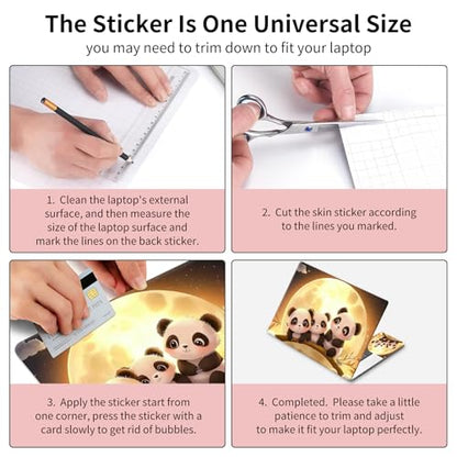15.6 Inch Laptop Skin Sticker, Reusable Vinyl Cover Protector with 2 Wrist Pad Skins, Removable Waterproof Scratch-Resistant for 12-15.6 Inch Laptop Notebook,Moon Panda - color: Moon Panda