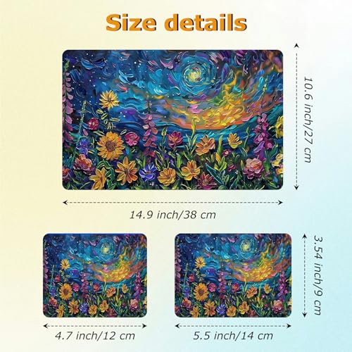 Universal Laptop Skin Sticker with 2 Wrist Pad Decals, 3-Piece Removable Vinyl Laptop Cover, Oil Painting Sunflower Waterproof Anti-Scratch, Easy-Trim Fit for 13.3" 14" 15.6" Laptops - color: Oil Painting Sunflower