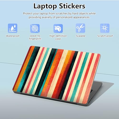Universal Laptop Skin Sticker with 2 Wrist Pad Skins, Waterproof Scratch Resistant Vinyl Laptop Cover Decal, Cut to Fit for 11–15.6 Inch MacBook HP Dell Lenovo, Color Vertical Stripe - color: Color Vertical Stripe