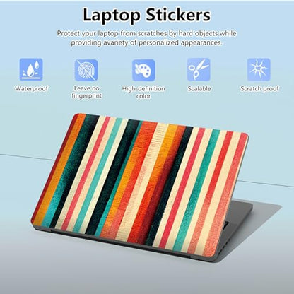Universal Laptop Skin Sticker with 2 Wrist Pad Skins, Waterproof Scratch Resistant Vinyl Laptop Cover Decal, Cut to Fit for 11–15.6 Inch MacBook HP Dell Lenovo, Color Vertical Stripe - color: Color Vertical Stripe