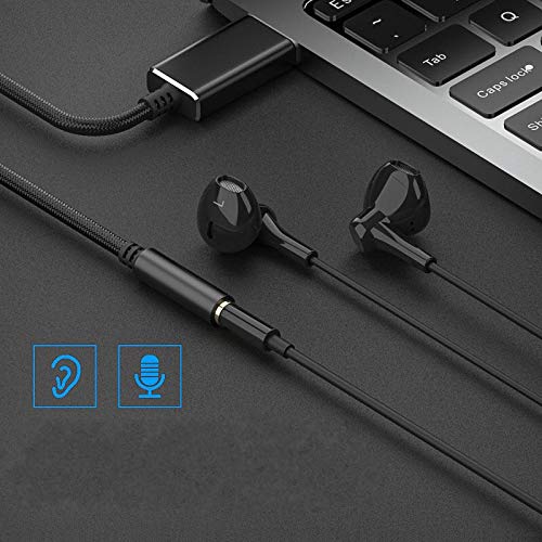 USB to 3.5mm Headphone Jack Audio Adapter, Support USB to TRRS 4-Pole 3.5 aux Port Headset, External Stereo Sound Card for PC, Laptop, PS4,Mac etc (0.6 Feet, Red) - color: Red