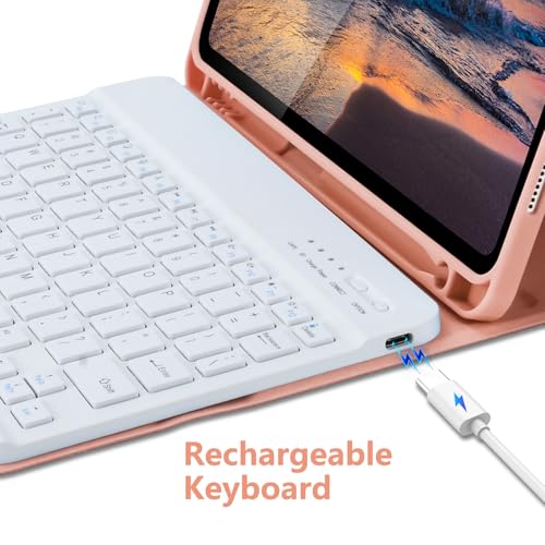 KBCASE for iPad Air 11 inch (M4/M3/M2) Case with Keyboard, Champagne | Keyboard Case for iPad Air 5th/Air 4th/Pro 11 2018, Detachable Wireless Keyboard, Pencil Holder - color: Light Champagne