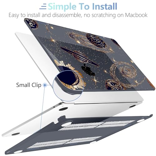MEEgoodo Case for M5/M4/M3/M2 MacBook Air 15 inch Case 2026 2025 2024 2023, Laptop Shell Fit Model (A3448/A3241/A3114/A2941) for MacBook Air 15.3-inch, Planets & Galaxies - color: Planets & Galaxies