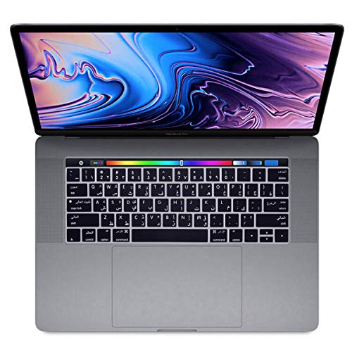 Arabic Language Keyboard Cover for MacBook Pro 13 15 inch 2019 2018 2017 and 2016 with Touch Bar and Touch ID Model: A2159 A1989 A1706/A1990 A1707, USA Version - color: Arabic font