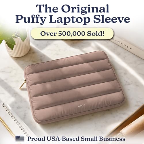 Vandel The Original Puffy Laptop Sleeve Case, 13-14 inch Laptop Sleeve Bag | Compatible with MacBook Air/Pro 13/Pro 14/iPad Pro 12.9, HP Dell ASUS Computer Case Bag Cover, Stylish Aesthetic Design - color: d. Latte, size: 13-14 Inch