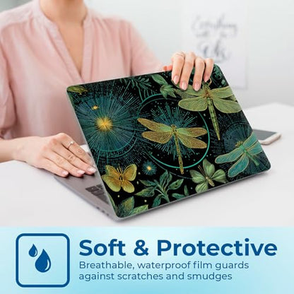 Reusable Universal Laptop Skin Sticker, Cut to Fit for 11.6–15.6 Inch Laptops, Waterproof Protective Film, No-Residue - Dragonfly Night Garden - color: Dragonfly Night Garden