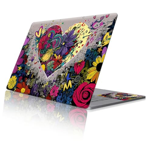 Reusable Universal Laptop Skin Sticker, Cut to Fit for 11.6–15.6 Inch Laptops, Waterproof Protective Film, No-Residue - Graffiti Heart Flowers - color: Graffiti Heart Flowers