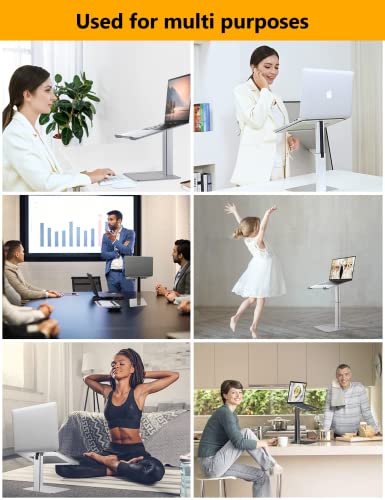 Laptop Stand for Desk, Ergonomic Sitting and Standing Laptop Riser for Notebook MacBook 11-17 Inches，DJ Laptop Stand Adjustable Height from 7-15 Inches Aluminum(Silver) - color: Silver