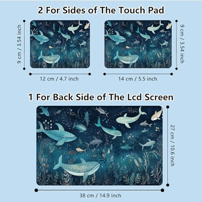 Universal Laptop Skin Sticker with 2 Wrist Pad Skins, Waterproof Scratch Resistant Vinyl Laptop Cover Decal, Cut to Fit for 11–15.6 Inch MacBook HP Dell Lenovo, Deep Sea Whale - color: Deep Sea Whale