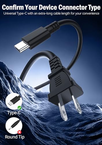 Universal 65W USB C Laptop Charger, Replacement AC Power Adapter Compatible with ThinkPad T480/T490/X1 Carbon, Chromebook, HP, Dell, Lenovo, Acer, Samsung, ASUS Laptops and Type-C Devices