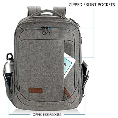 KROSER Laptop Backpack Computer Backpack 17.3 Inch for Men/Women-Grey | Laptop with USB Charging Port Water-Repellent Travel Large Backpack Casual Daypack Business/College - color: A-grey-17.3"