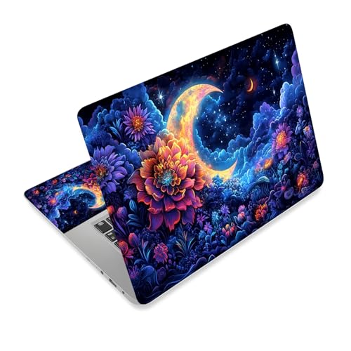 Universal Laptop Skin Sticker Decal,15.6 Inch Laptop Vinyl Cover for 13" 14" 15.6" Laptop,Scratch-Resistant Waterproof Protector Wrap,Reusable with Wrist Pads,Lunar Blossom Nightscape - color: Lunar Blossom Nightscape
