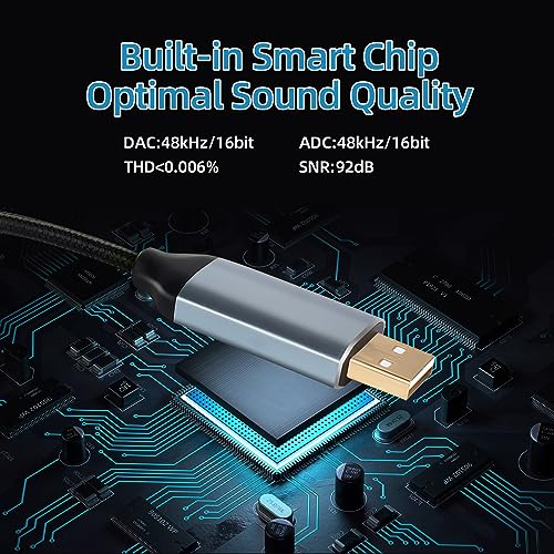 USB to 3.5mm Audio Jack Adapter, TRRS USB to AUX Audio Jack External Stereo Sound Card for Headphone, Speaker, MAC,PS5, PC, Laptop, Desktops...