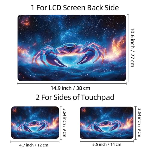Universal Laptop Skin Sticker Decal, 12"-15.6" Aesthetic Vinyl Wrap, Cosmic Crab Zodiac Waterproof Notebook Cover Art Protector for MacBook HP Dell Lenovo, Fits 13" 14" 15" 15.6" - color: Cosmic Crab Zodiac