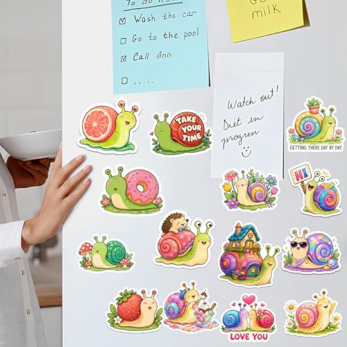 18pcs Cute Snail Stickers Pack, Colorful Animal Waterproof Stickers,Vinyl Cute Aesthetic Sticker for Water Bottle,Laptop,Phone,Skateboard,Sticker for Teens Girls Kids - color: Snail