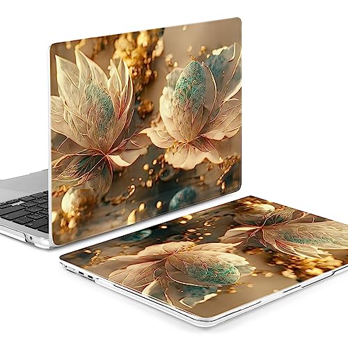Batianda Case for MacBook Air 15" with M5 M4 M3 M2 Chip, Golden Petals | 4-in-1 Set with Warm Luminous Flowers Design, Lightweight Slim Hard Shell Protection For Women,Artists and Luxury Style Users - color: 3D flower