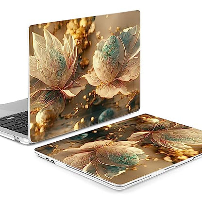 Batianda Case for MacBook Air 15" with M5 M4 M3 M2 Chip, Golden Petals | 4-in-1 Set with Warm Luminous Flowers Design, Lightweight Slim Hard Shell Protection For Women,Artists and Luxury Style Users - color: 3D flower