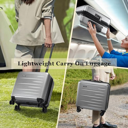 CENSIEN 16 Inch Carry On Luggage Airline Approved, Expandable Lightweight ABS+PC Hard Shell Suitcases with 360° Spinner Wheels, TSA Lock, YKK Zippers (Dark Gray, 1 PC) - color: Gray, size: Carry On - 16 Inch - EXT