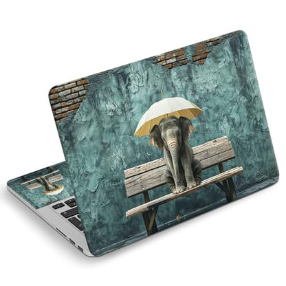 Universal Laptop Skin Sticker Decal, Compatible with MacBook HP Dell Lenovo 12"-15.6", Reusable Vinyl Notebook Cover 3PCS Set, High-Recognition Film-The Waiting Elephant - color: The waiting elephant